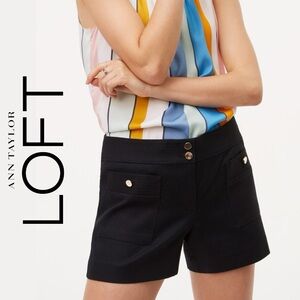 NWT Ann Taylor LOFT Doubleweave Cotton Patch Pocket Black Shorts Women’s Size 4